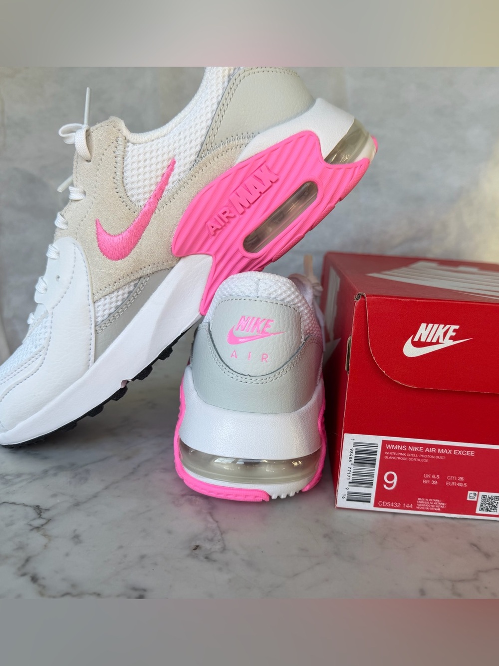 Nike Women’s Air Max Excee White & Pink Sneakers